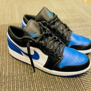 Jordan Athletic Shoes in Black, Blue, and White
